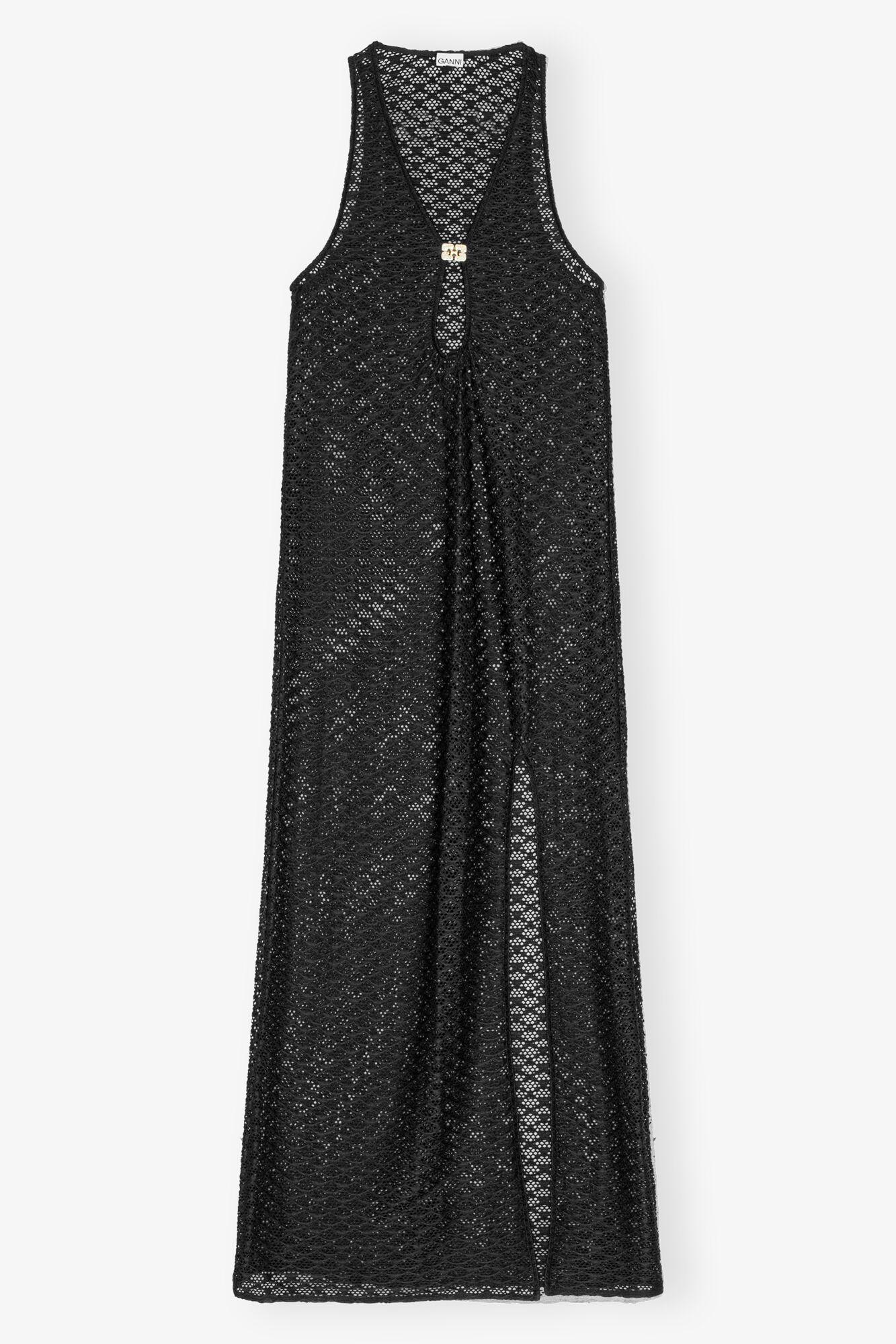 Black Mesh Lace Long Dress Product Image