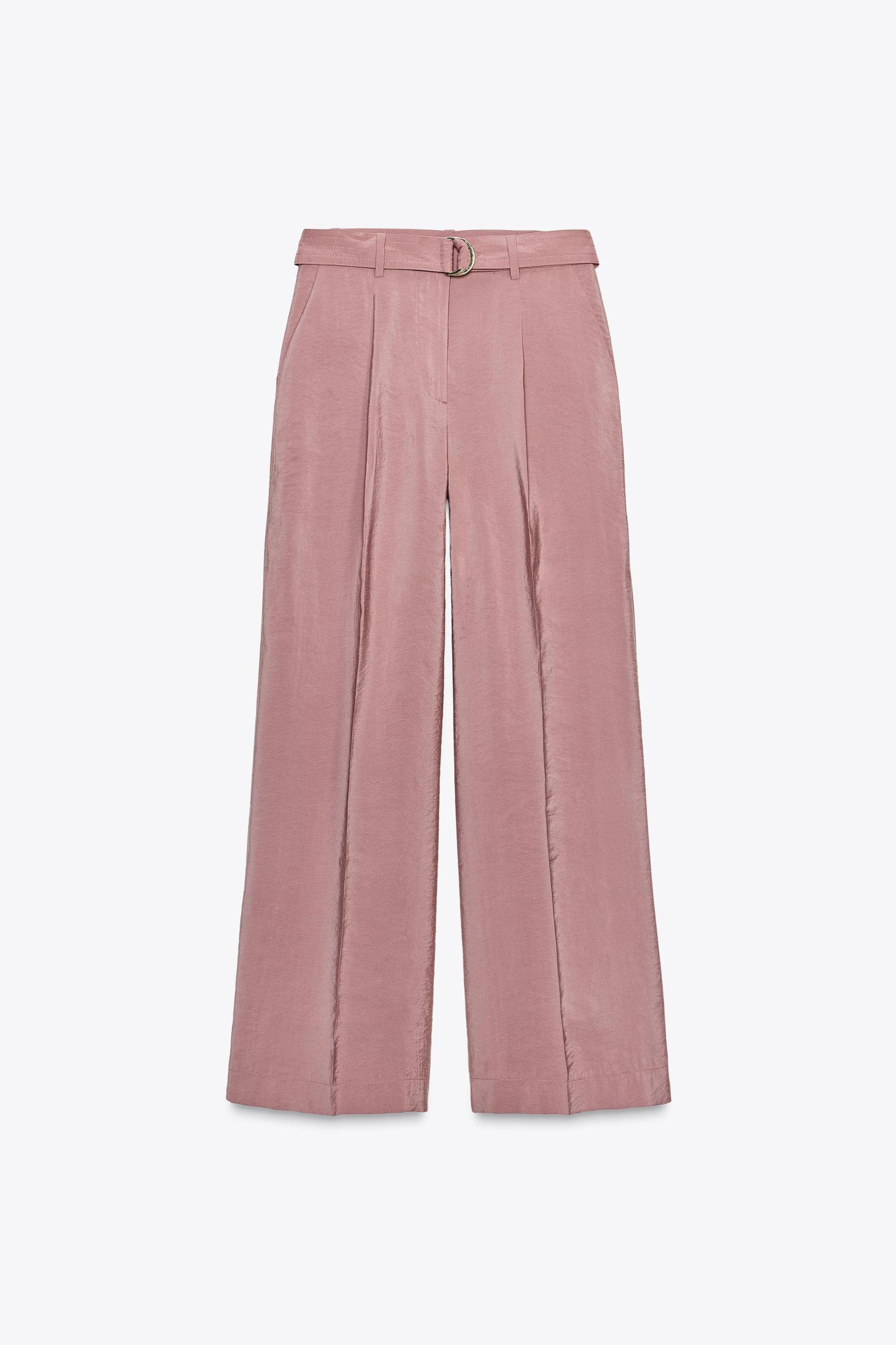 FLOWY WIDE LEG BELTED PANTS Product Image
