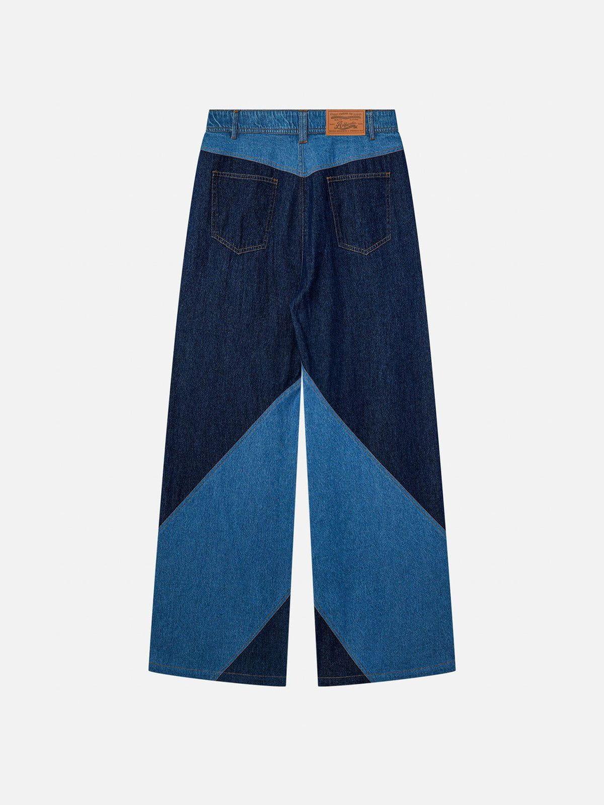 Aelfric Eden Color Block Patchwork Baggy Jeans Product Image