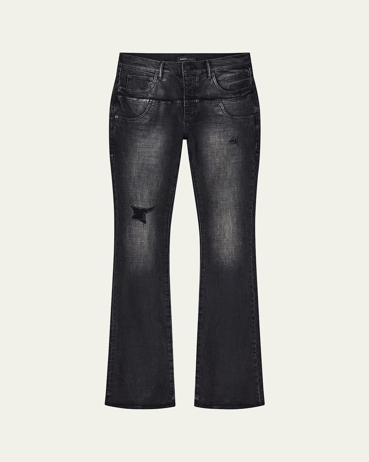Men's Coated Double-Waist Flare Jeans Product Image