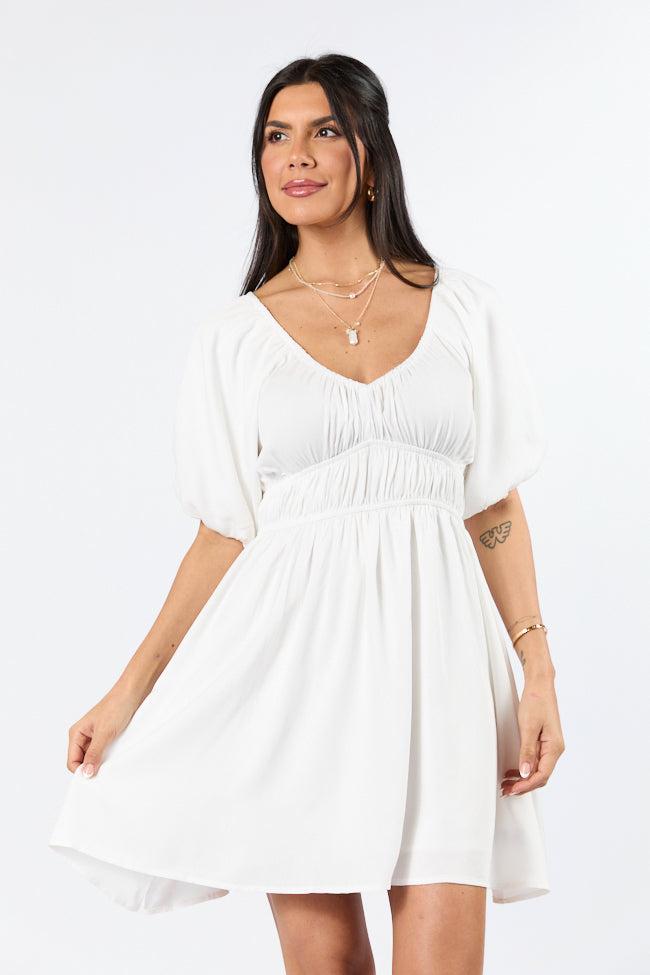 When In Paradise White Solid Mini Dress FINAL SALE Product Image