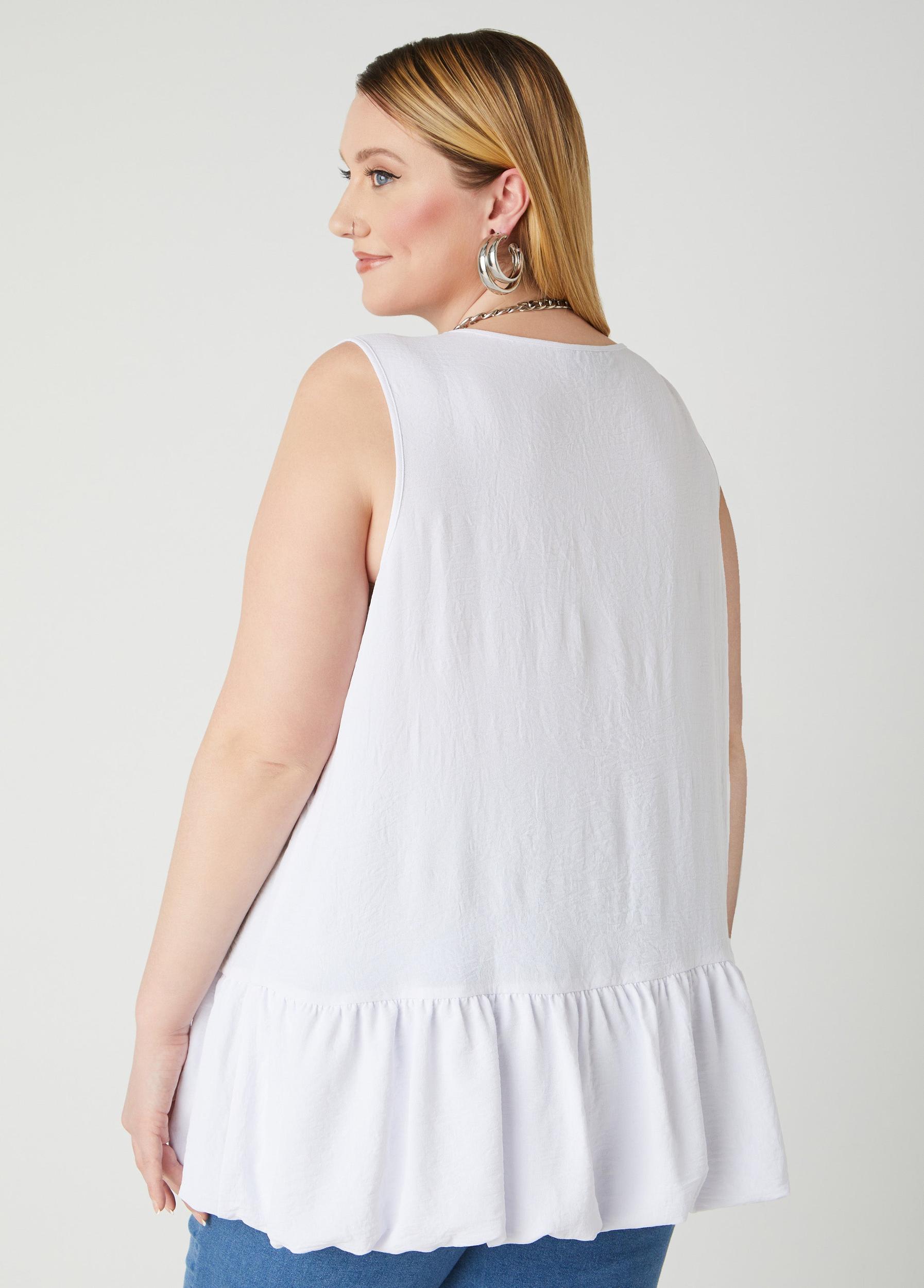 Plus Size Textured Flounced Blouse Ashley Stewart Product Image