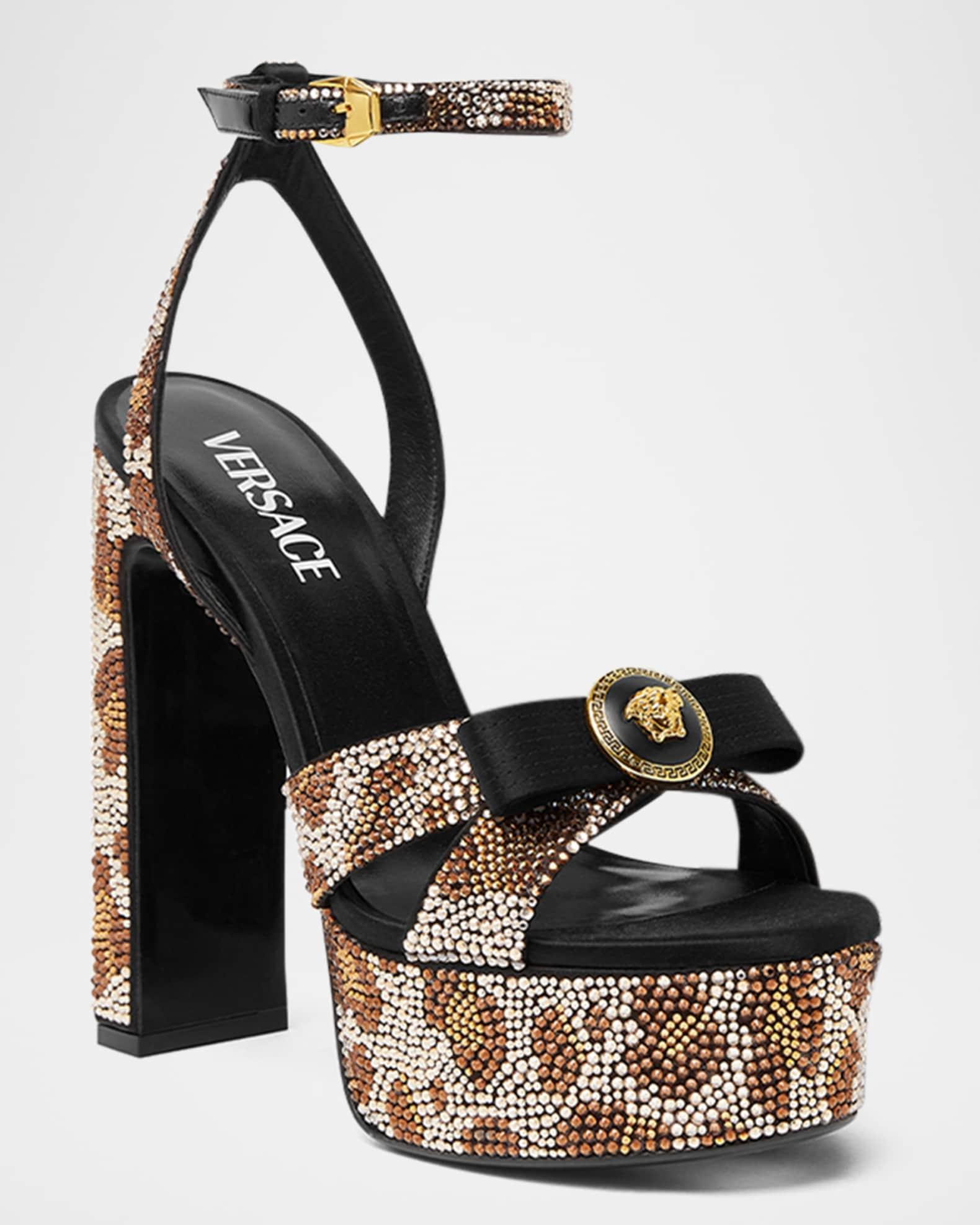 Gianni Leopard Strass Platform Sandals Product Image