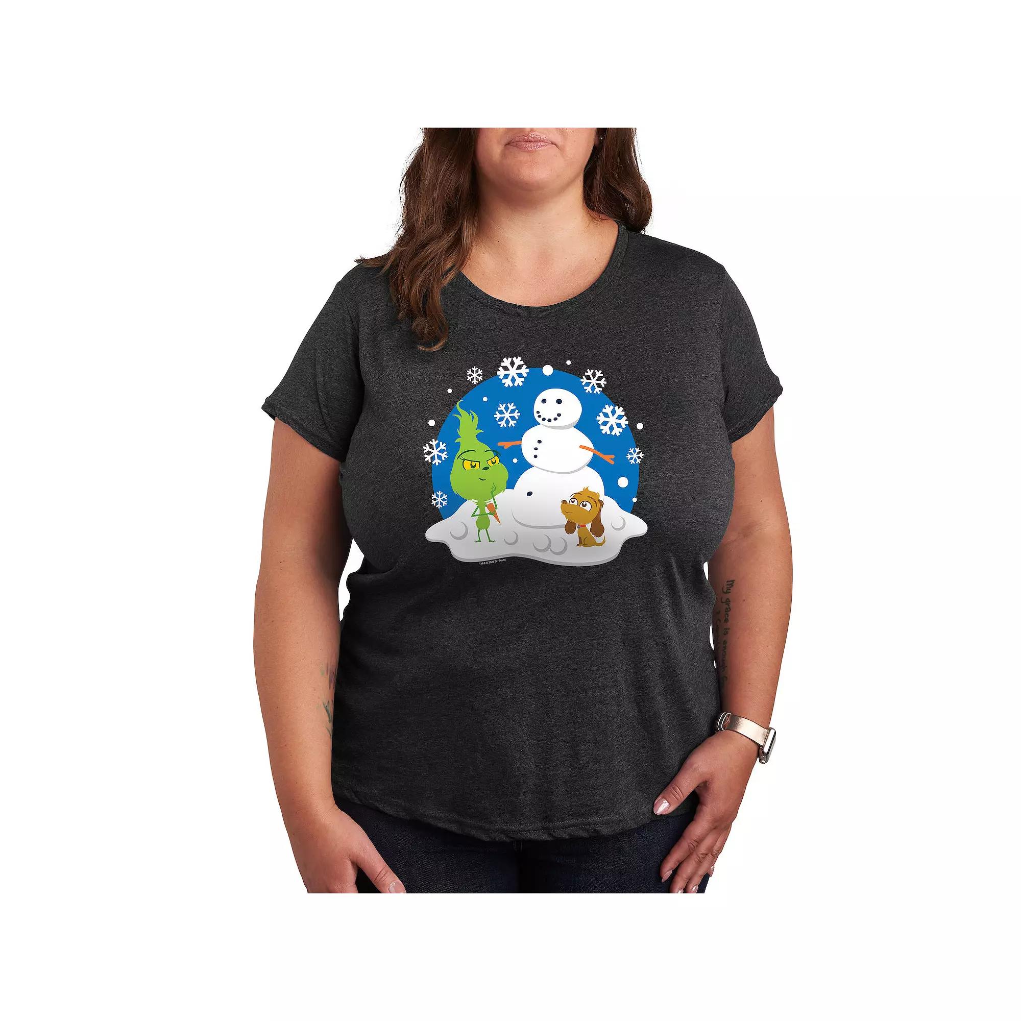 Plus Dr. Seuss The Grinch Building Snowman Graphic Tee, Women's,  Product Image