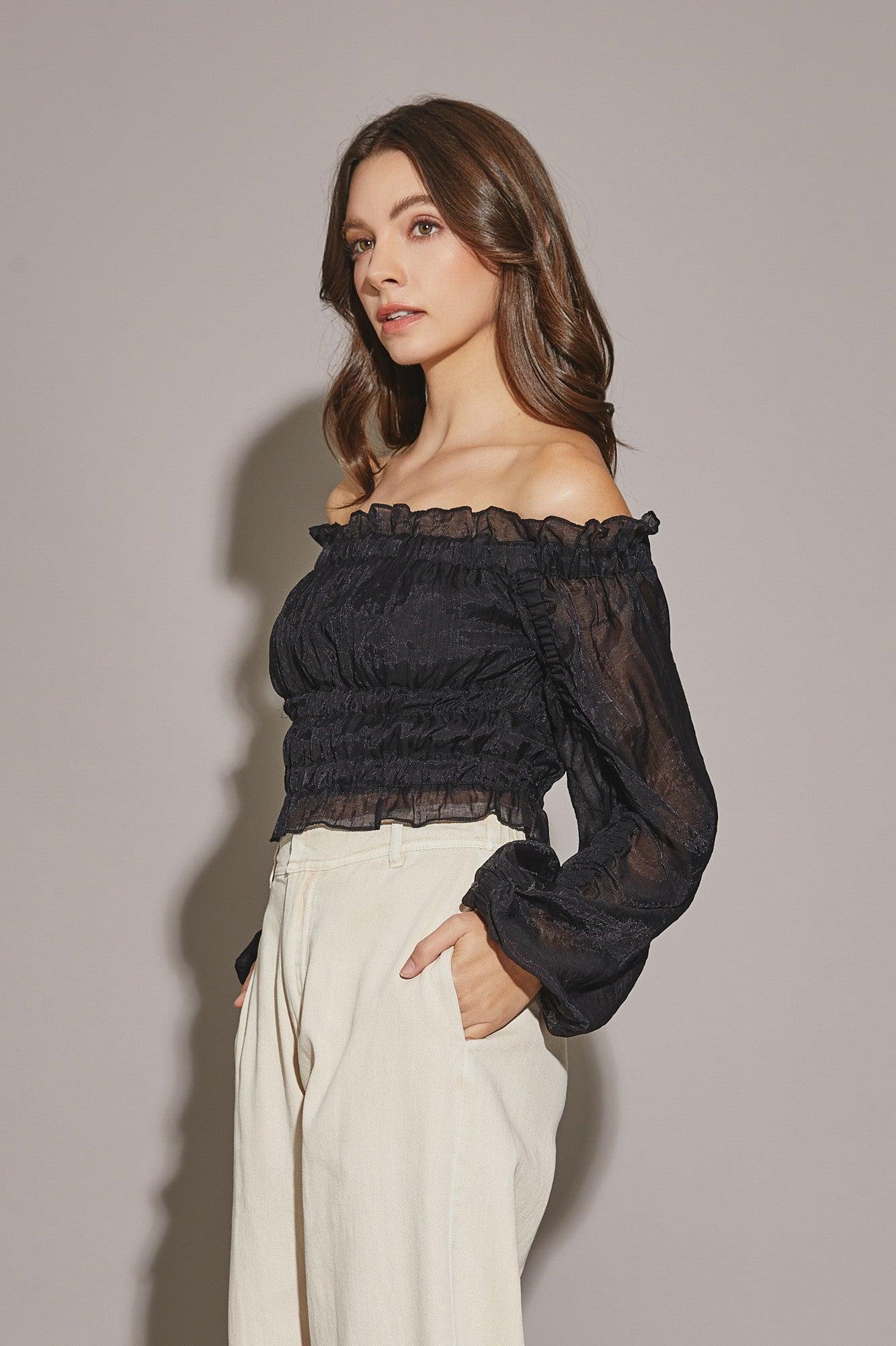 Off the Shoulder Cropped Dress Top Product Image