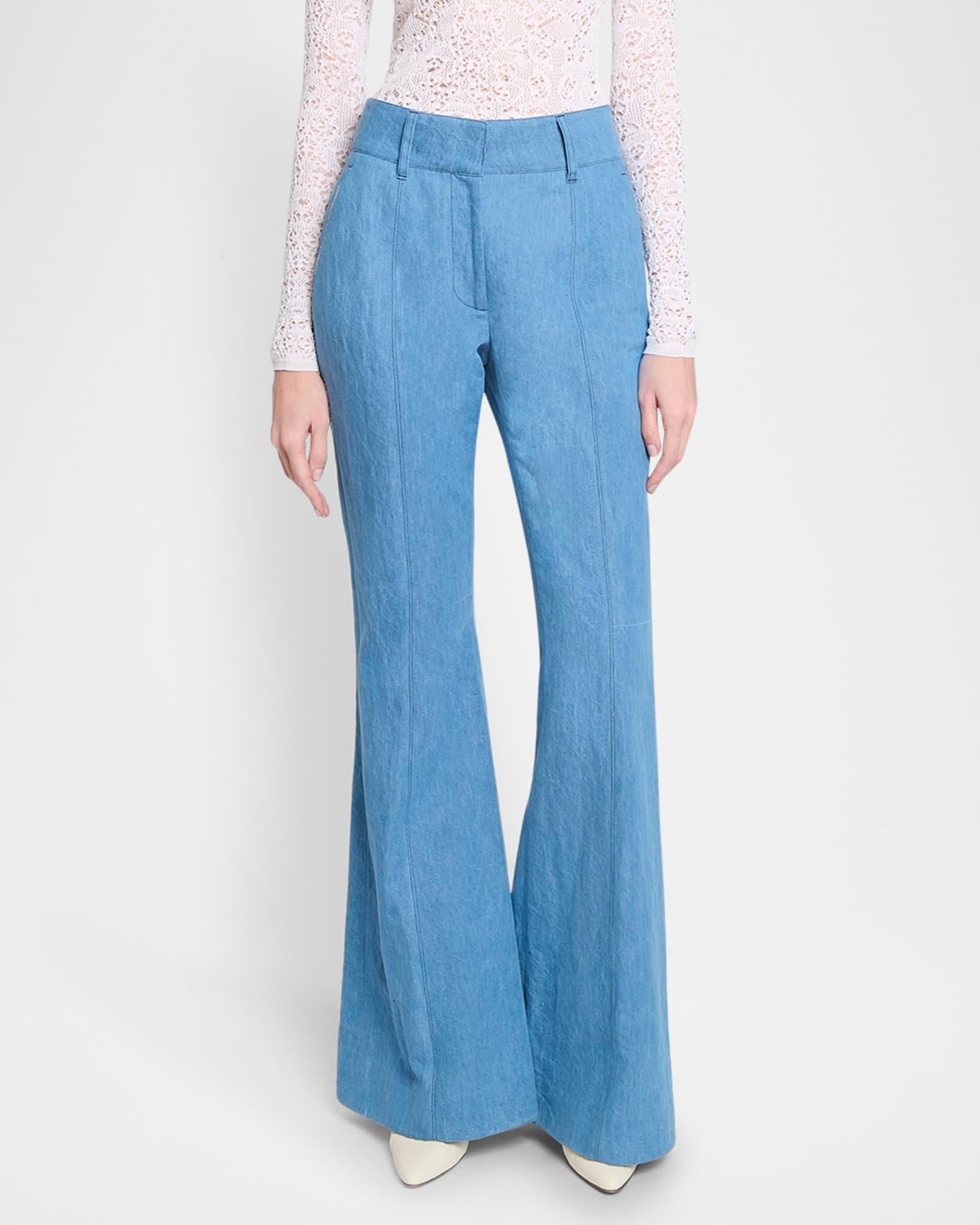 Rhein Mid-Rise Linen Flared Pants Product Image