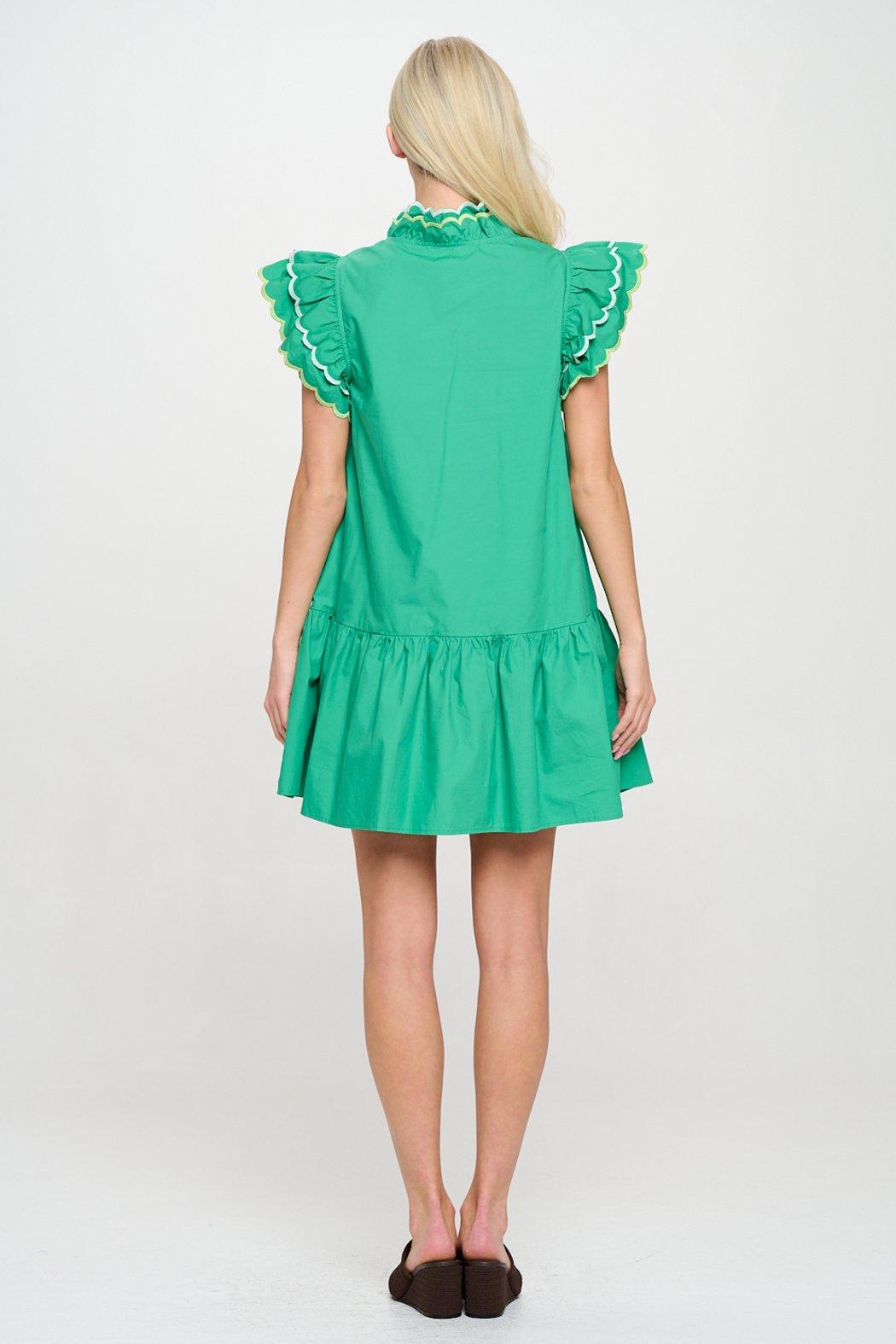 Emerald Oasis Scalloped Detailed Dress Product Image