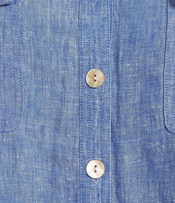 John Mark Plus Size Woven Y-Neck Long Roll-Tab Sleeve Tie-Front Button Front Top Product Image