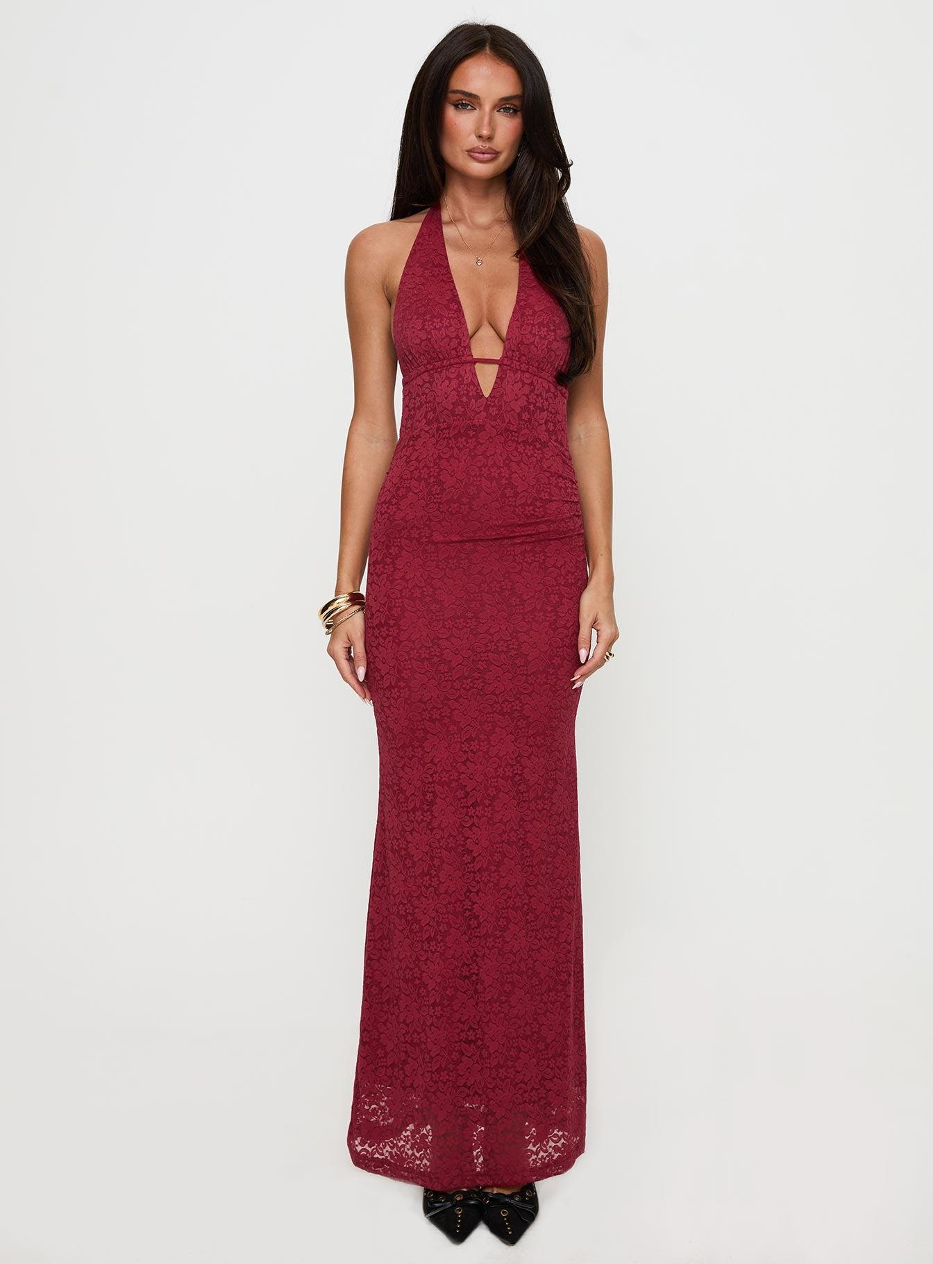 Karmyn Plunge Maxi Dress Red Product Image