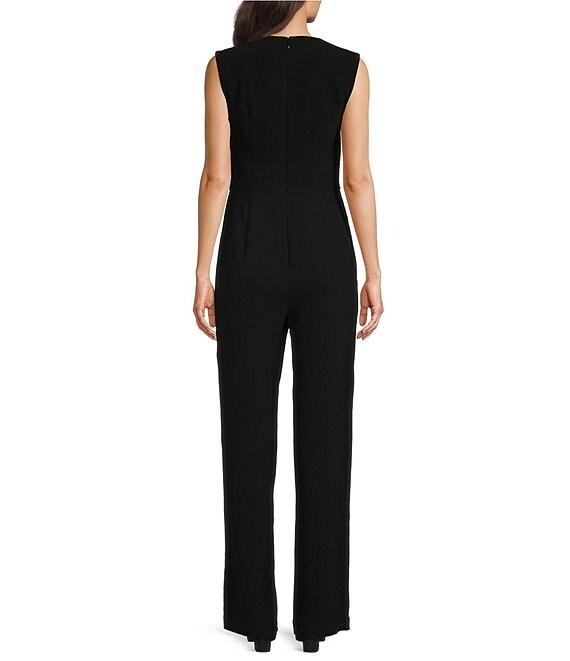 Alex Marie Barbara Split V-Neck Crossover Waist Front Leg Slit Sleeveless Jumpsuit Product Image