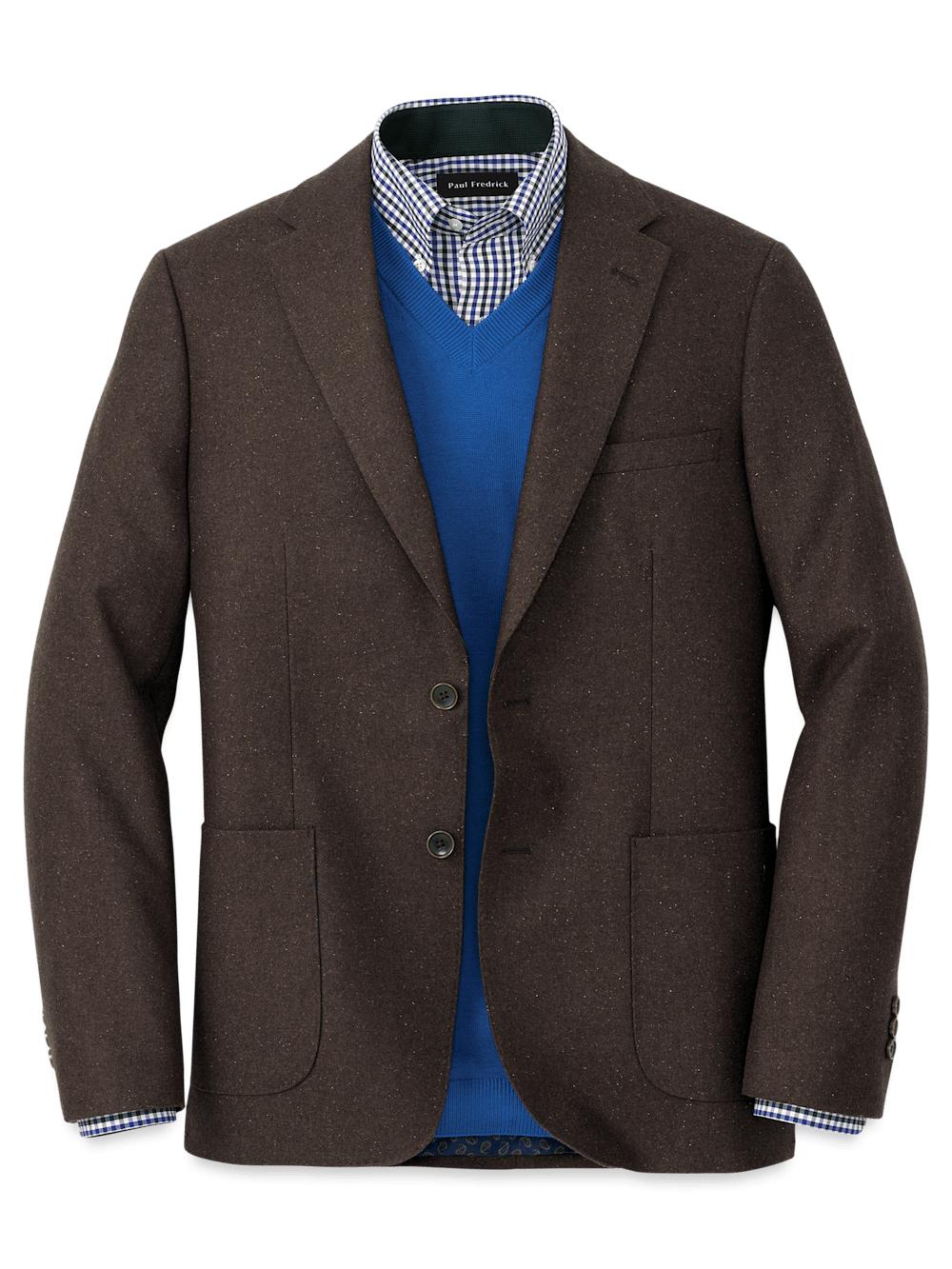 Wool Blend Donegal Single Breasted Notch Lapel Sport Coat - Brown Product Image