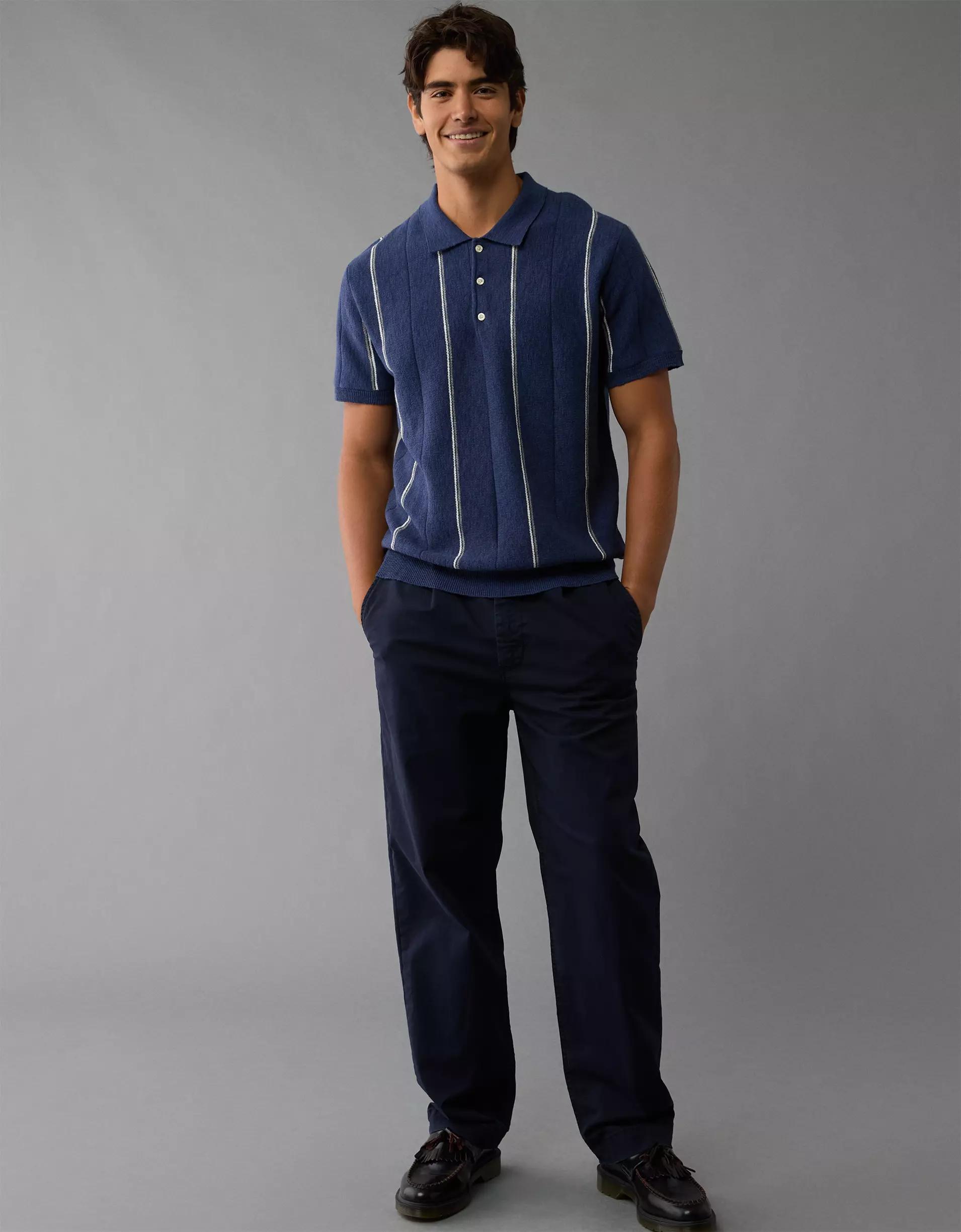 AE Weekend Striped Sweater Polo Shirt Product Image