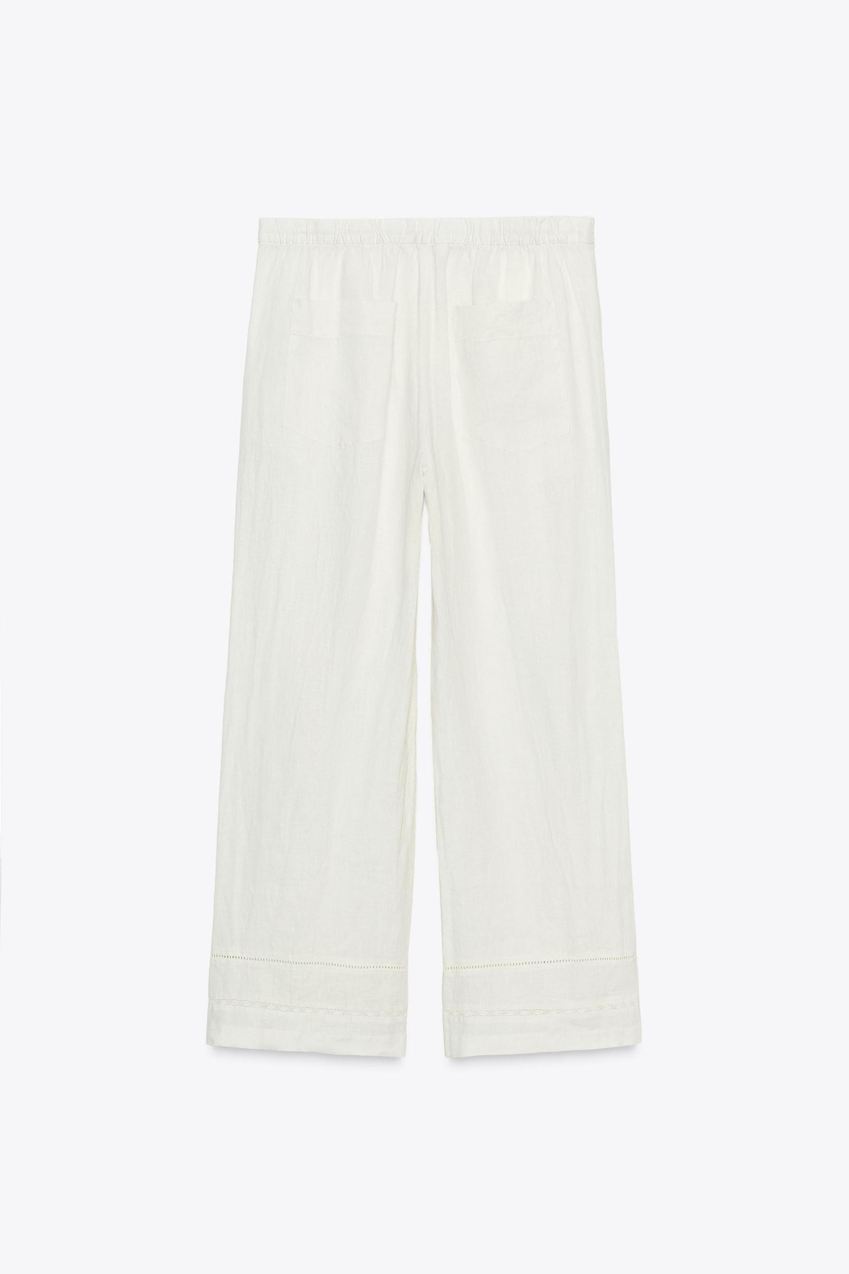 100% LINEN PANTS WITH TRIM ZW COLLECTION Product Image
