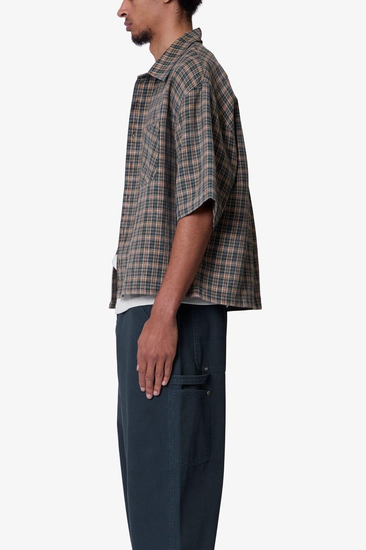 Washed Poplin Over Shirt - Green/Brown Product Image