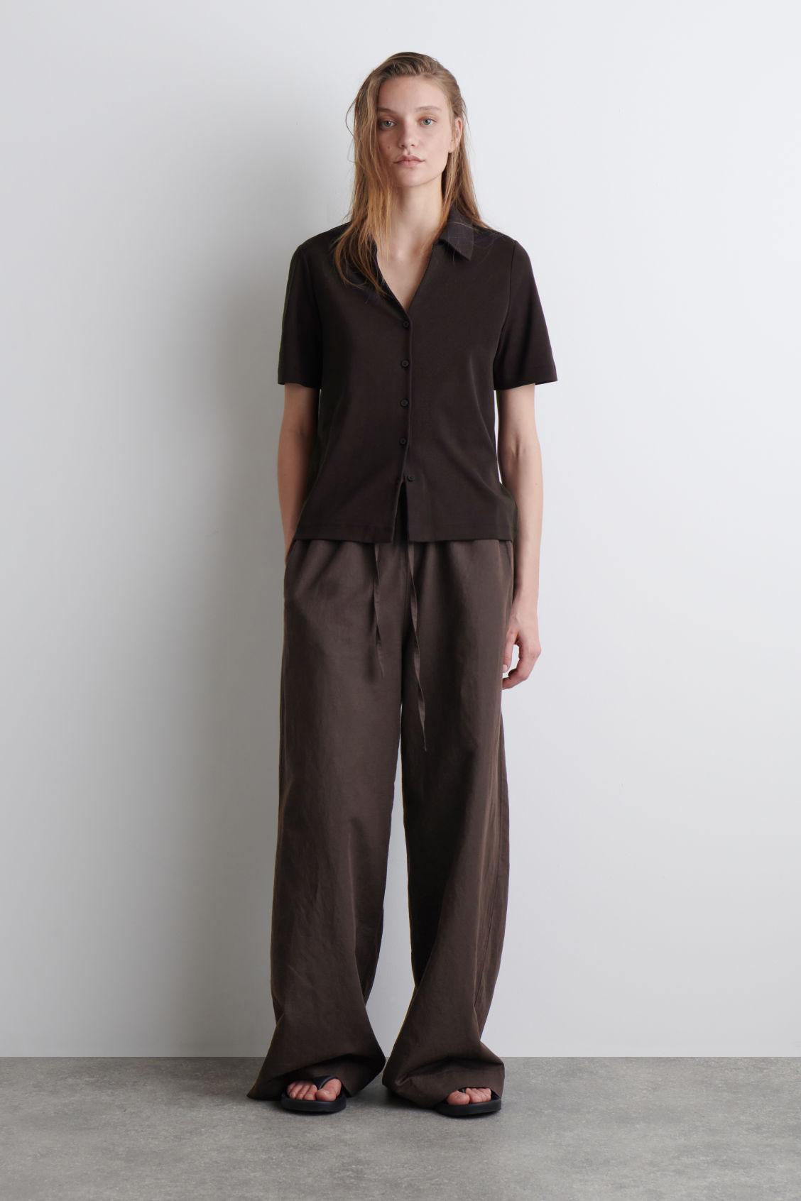 WIDE-LEG LINEN DRAWSTRING PANTS Product Image