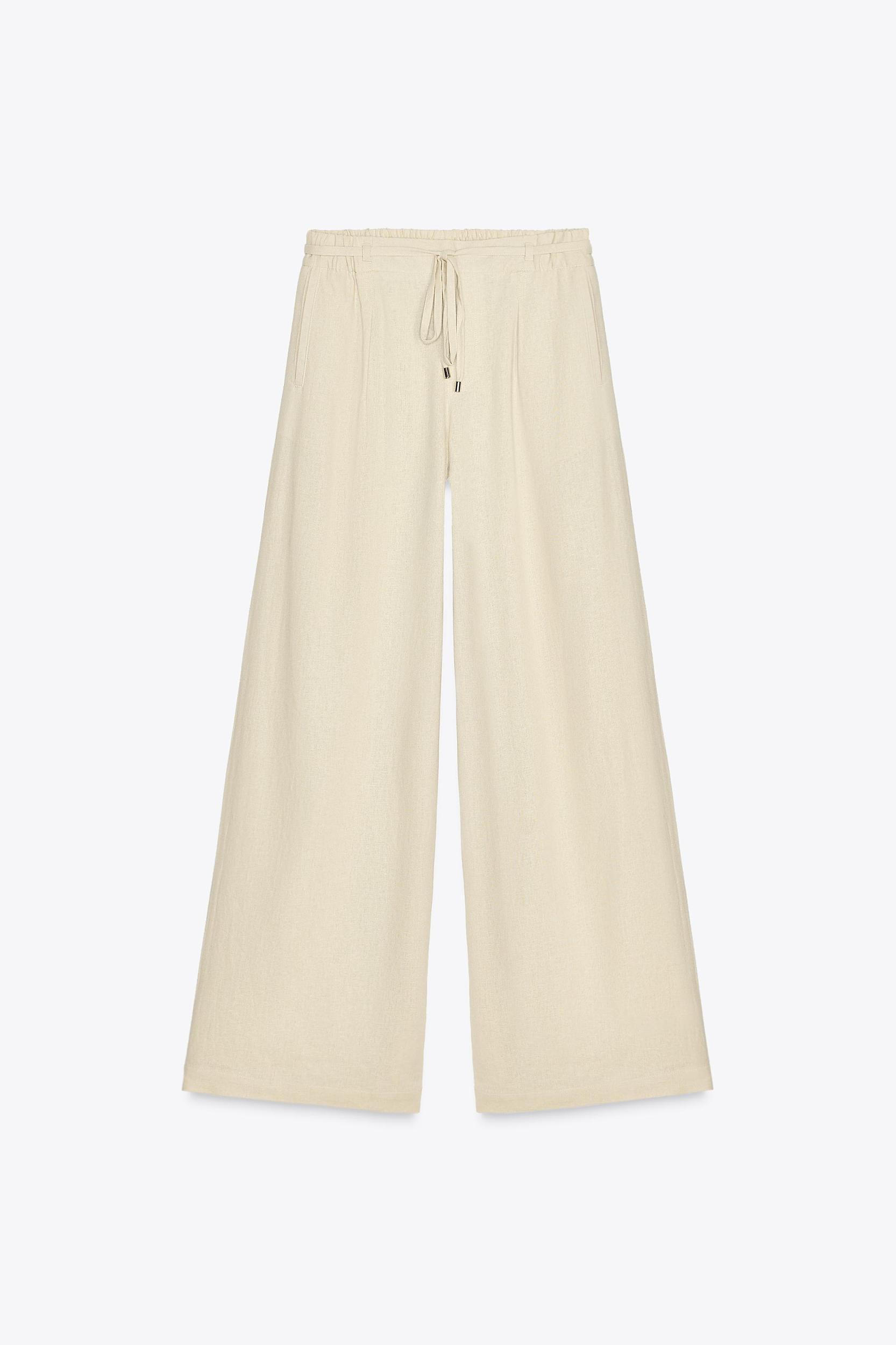 WIDE LEG LINEN PANTS WITH BELT Product Image