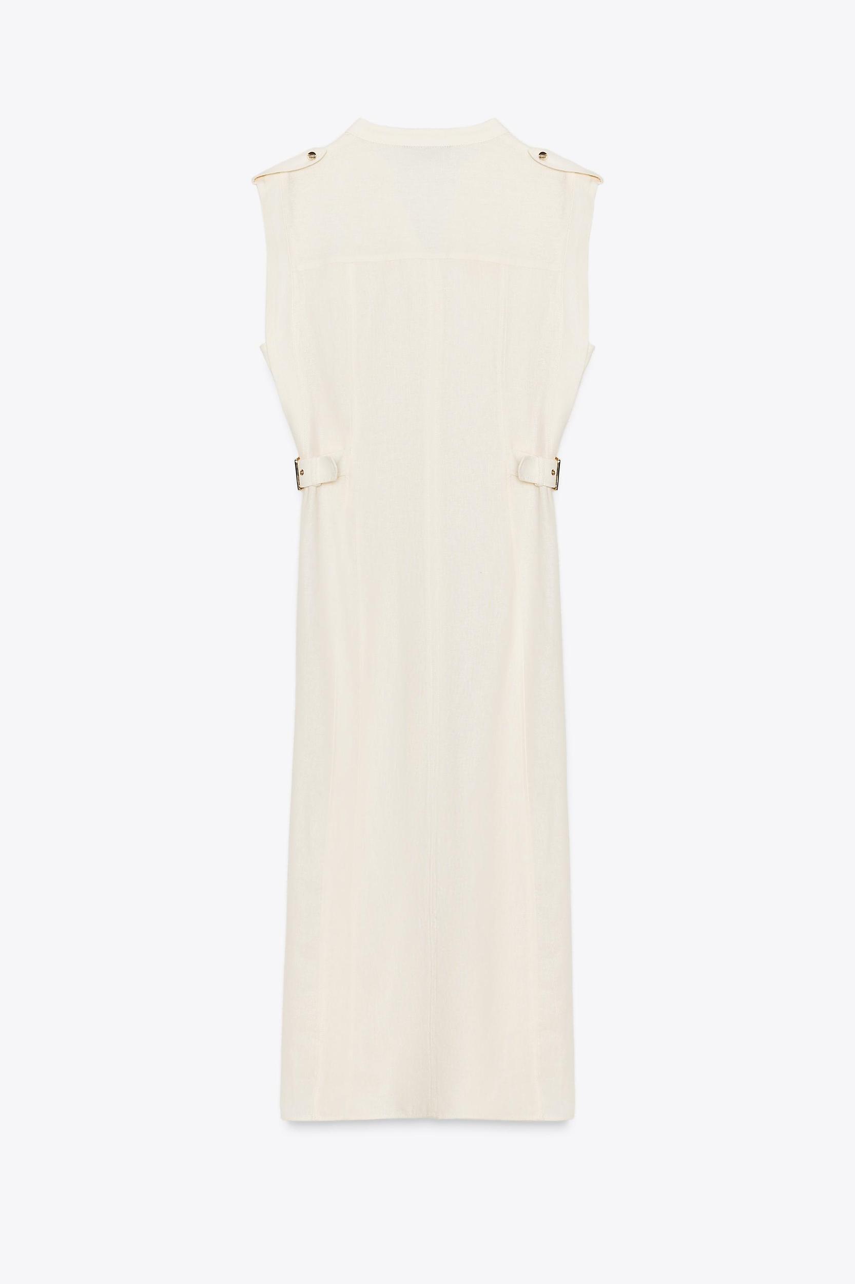 LINEN MIDI DRESS WITH BELT LOOPS Product Image