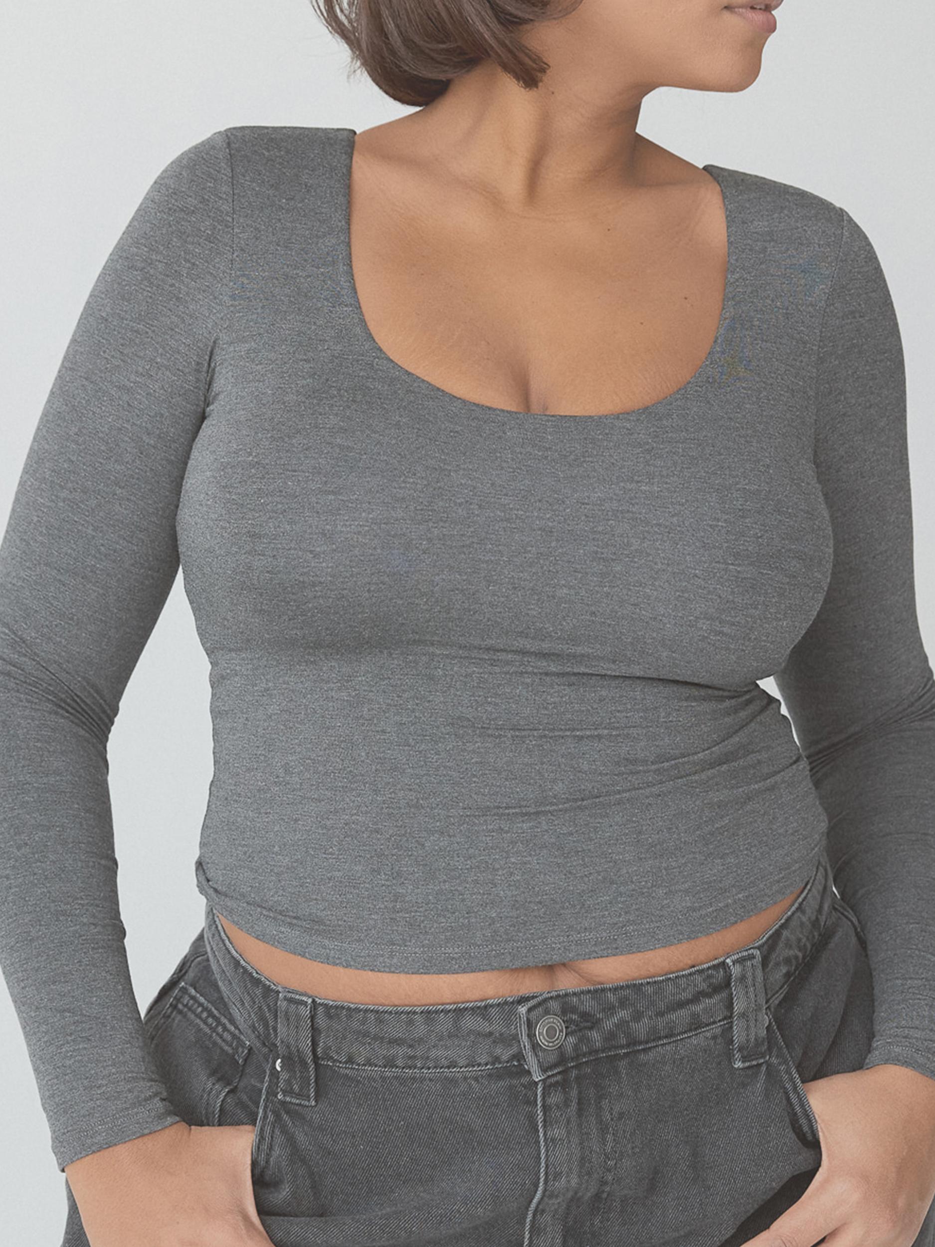 Scoop Neck Braless Long Sleeve Product Image