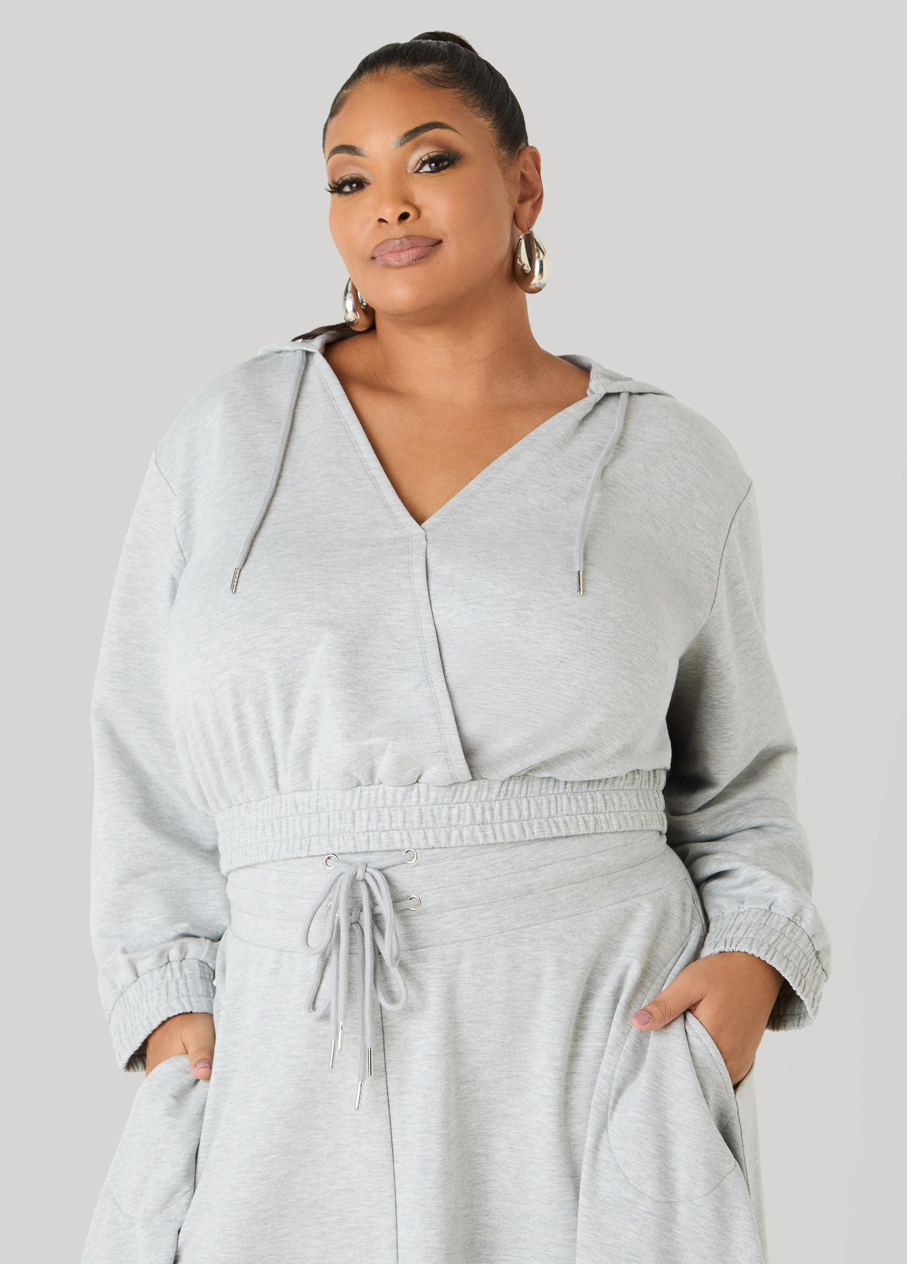 Cropped Faux Wrap Hoodie Product Image