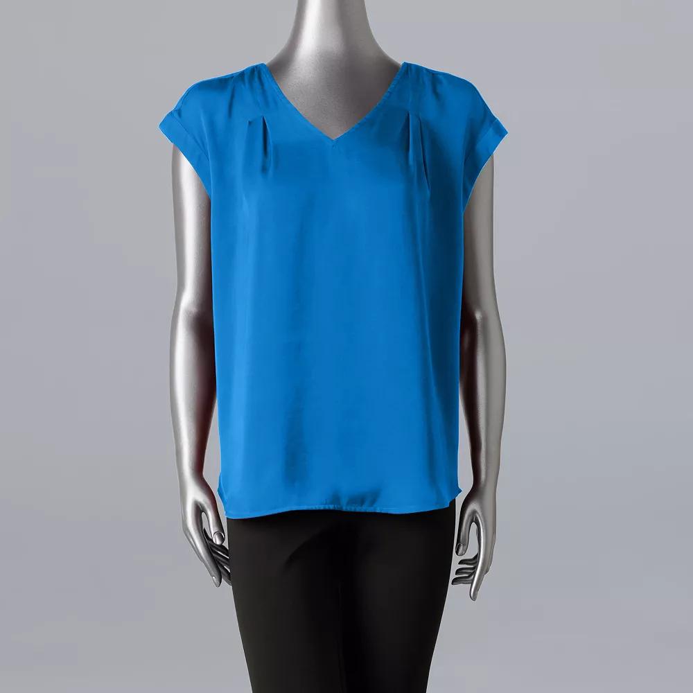 Women's Simply Vera Vera Wang V-Neck Top, Size: Small, Opulent Red Product Image