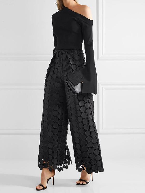 Long Sleeves Skinny Asymmetric Solid Color One-Shoulder T-Shirts Tops Product Image