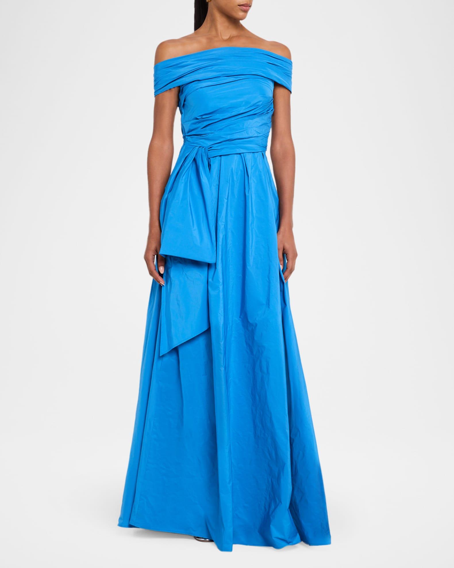 Off-The-Shoulder Draped Taffeta Gown Product Image