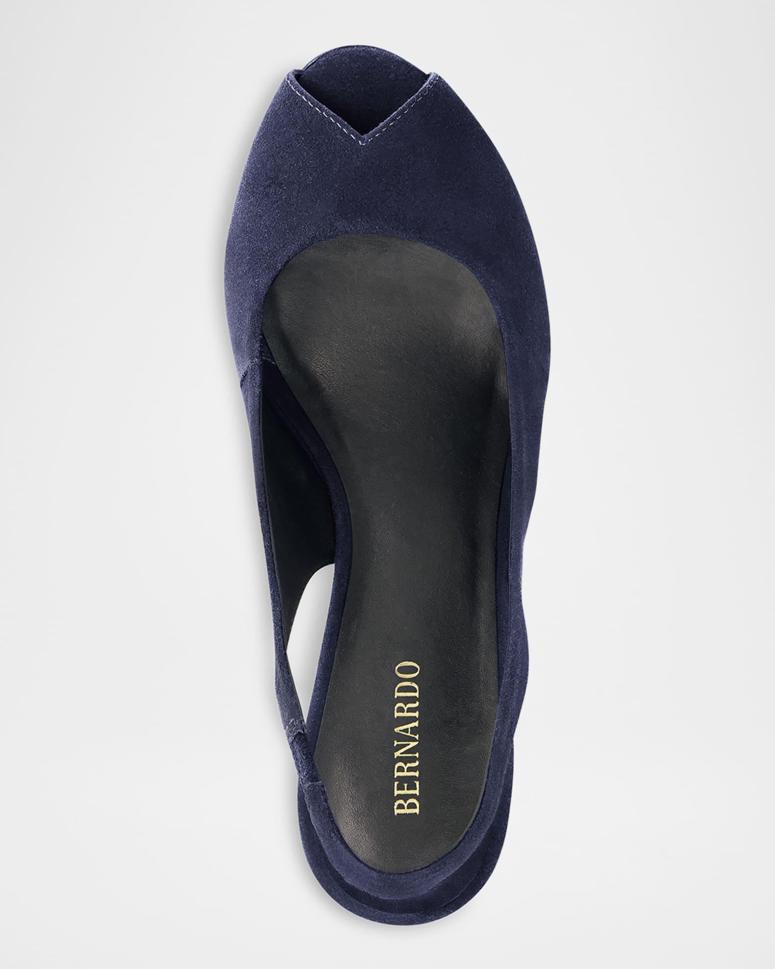 Suede Peep-Toe Slingback Pumps Product Image