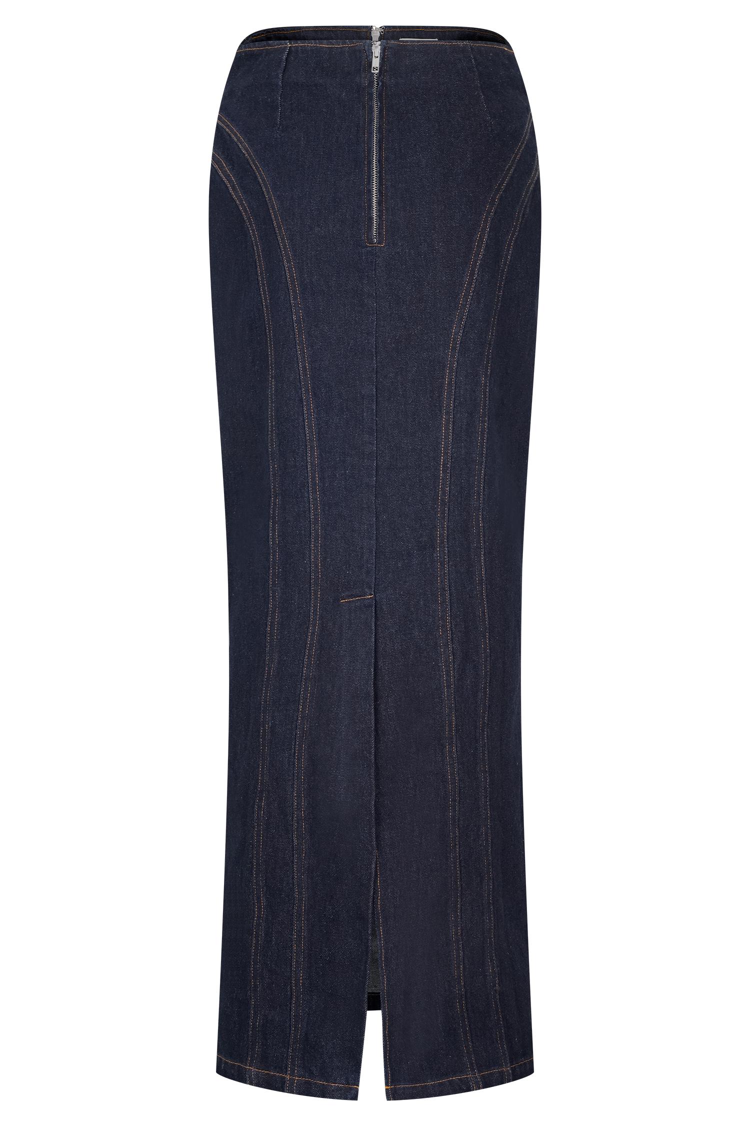 Alma Denim Maxi Skirt - Indigo Blue Product Image