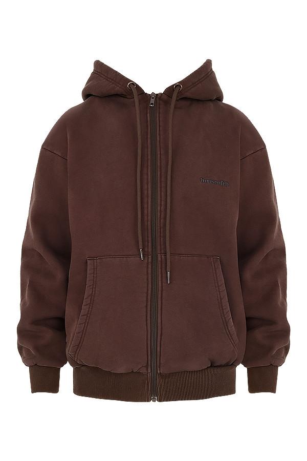 Storm  chocolate cotton fleece-back zip through hoodie - sale Product Image