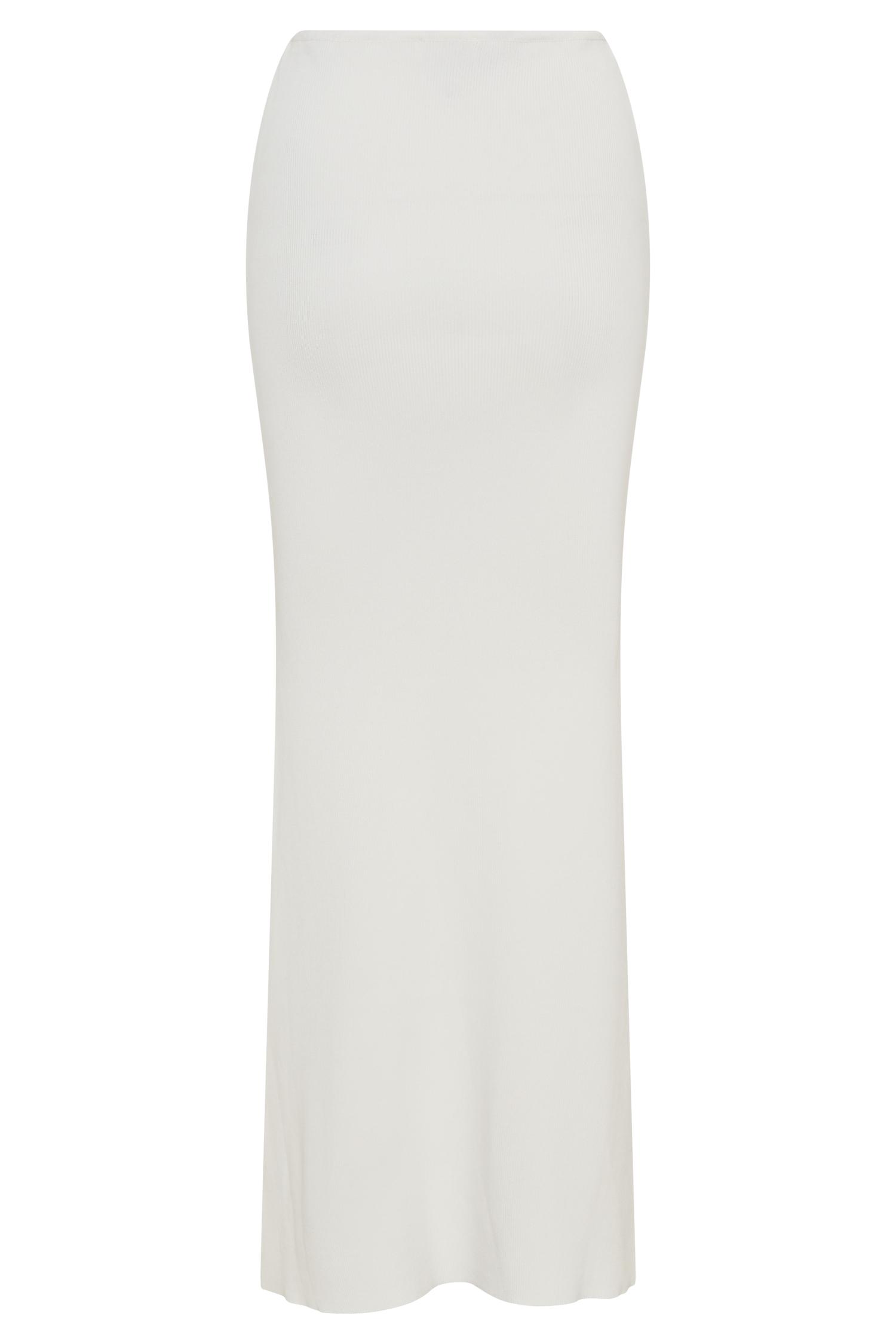 Keaton Fishtail Knit Maxi Skirt - White Product Image