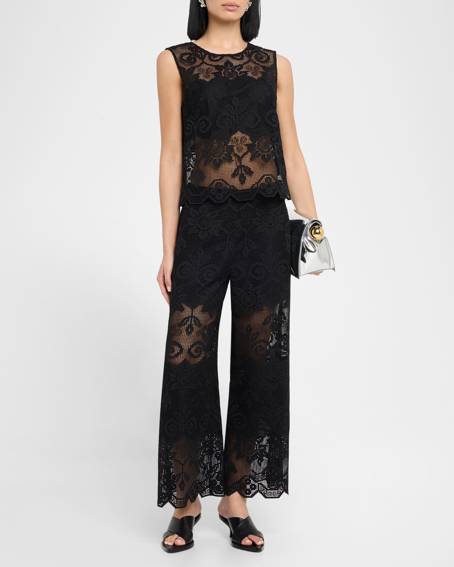 Shelly Scalloped Pixel Floral Lace Blouse Product Image