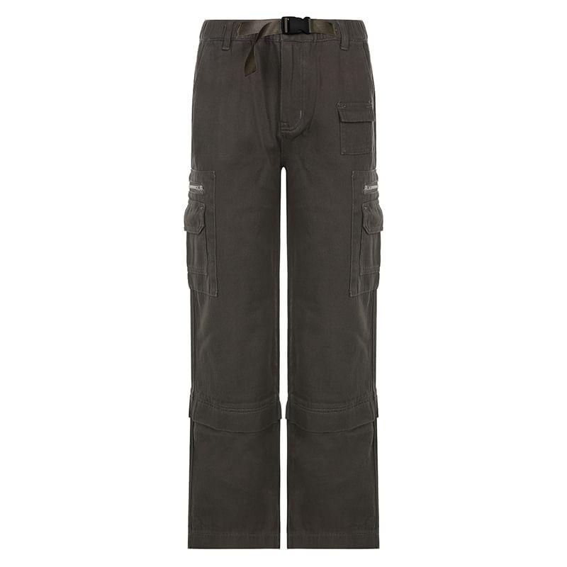 High-Waist Cargo Wide-Leg Pants Product Image