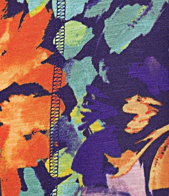 Westbound Petite Size Imperial Palace Floral Glow 3/4 Sleeve Crew Neck Knit Top Product Image