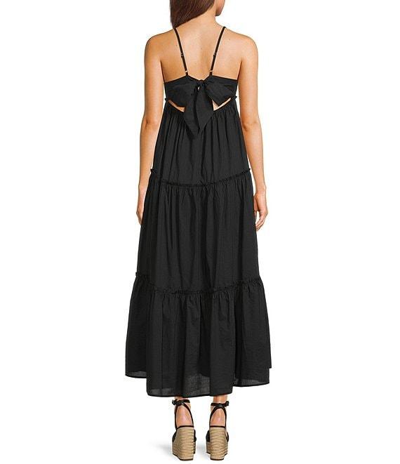 GB Tiered V-Neck Sleeveless Tie-Back Maxi Dress Product Image