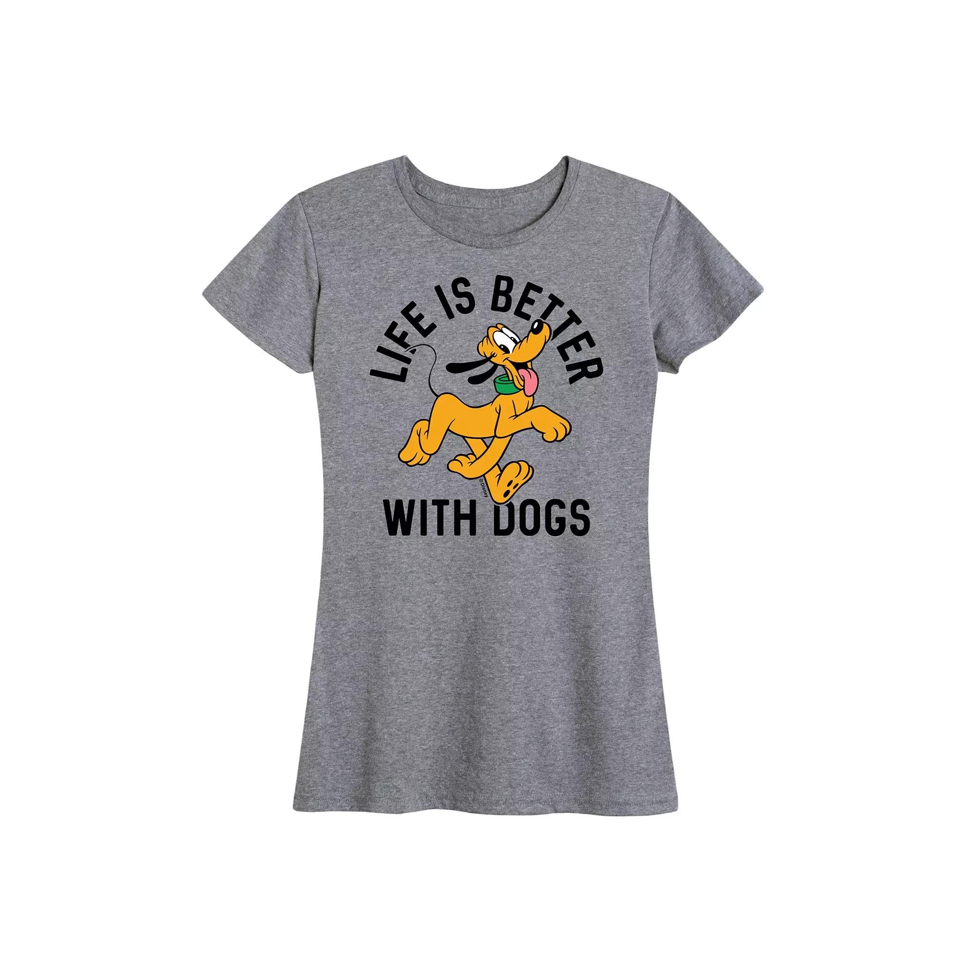 Disney's Pluto Plus Life Is Better With Dogs Graphic Tee, Women's,  Product Image