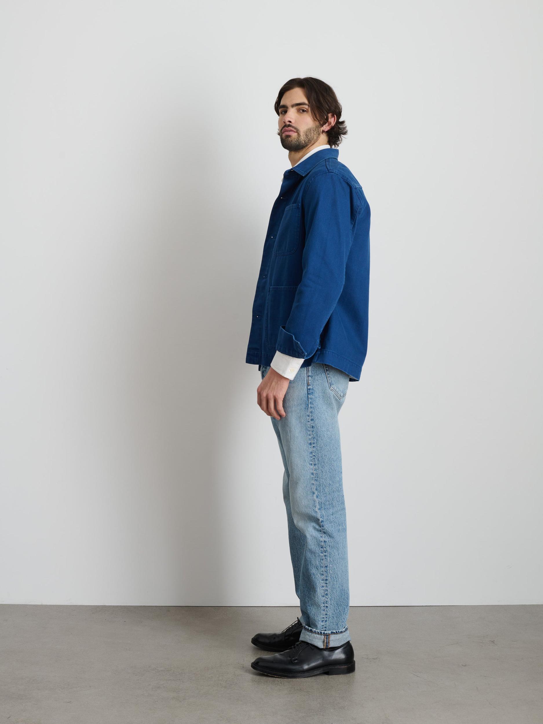 Garment Dyed Work Jacket in Recycled Denim Product Image