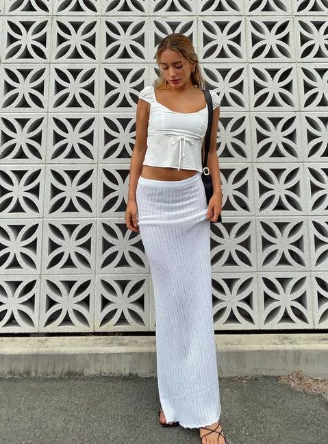 Belle Knit Maxi Skirt White Product Image