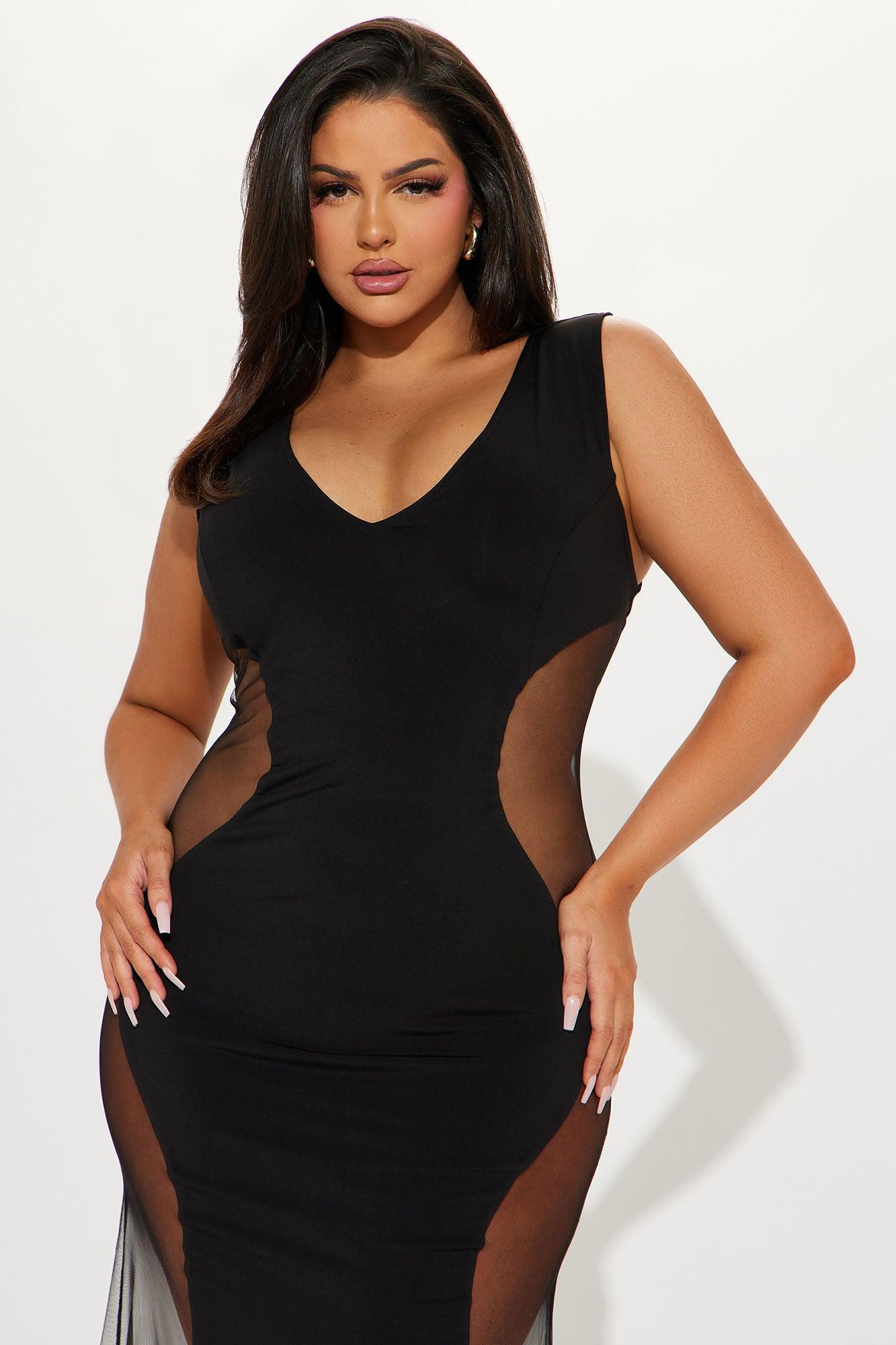 Hourglass Mesh Maxi Dress - Black Product Image
