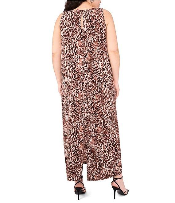 Vince Camuto Plus Size Knit Round Neck Sleeveless Maxi Sheath Dress Product Image