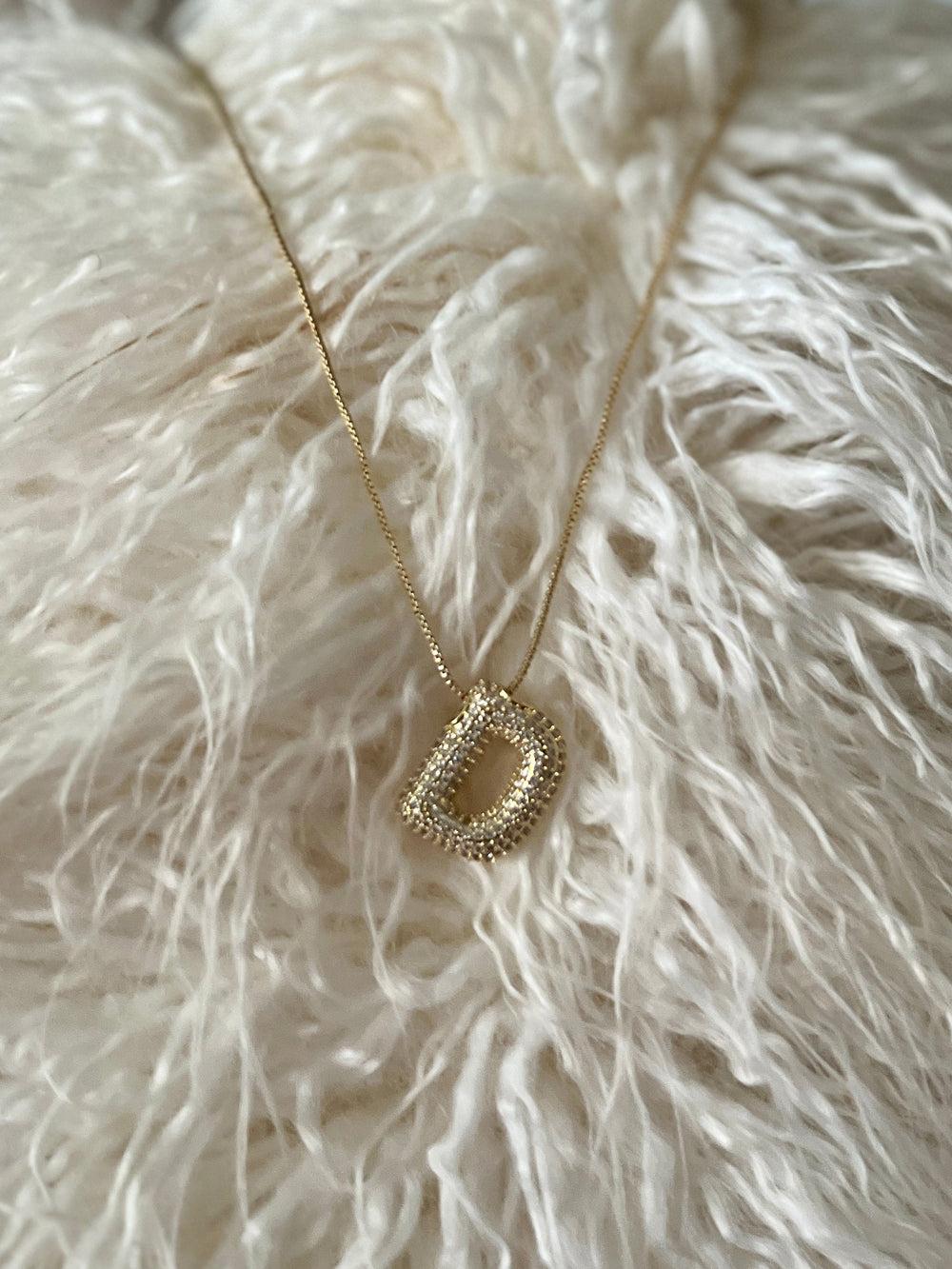 Rhinestone Bubble Letter Necklace Product Image