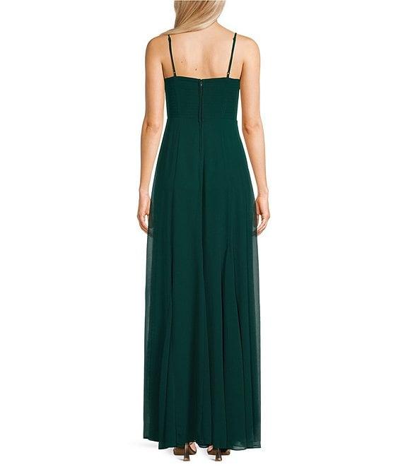 City Vibe Spaghetti Strap Corset Chiffon Long Slim Dress Product Image