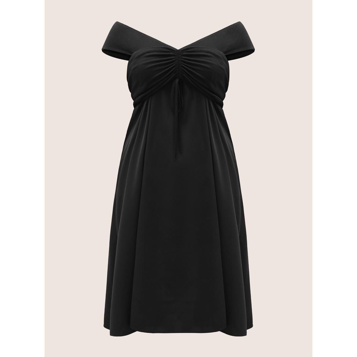 Plus Size Everywhere Dress - A-Line Monochromatic Dress Black Women Elegant Gathered Non Sleeveless Curvy BloomChic 18-20/2X Product Image