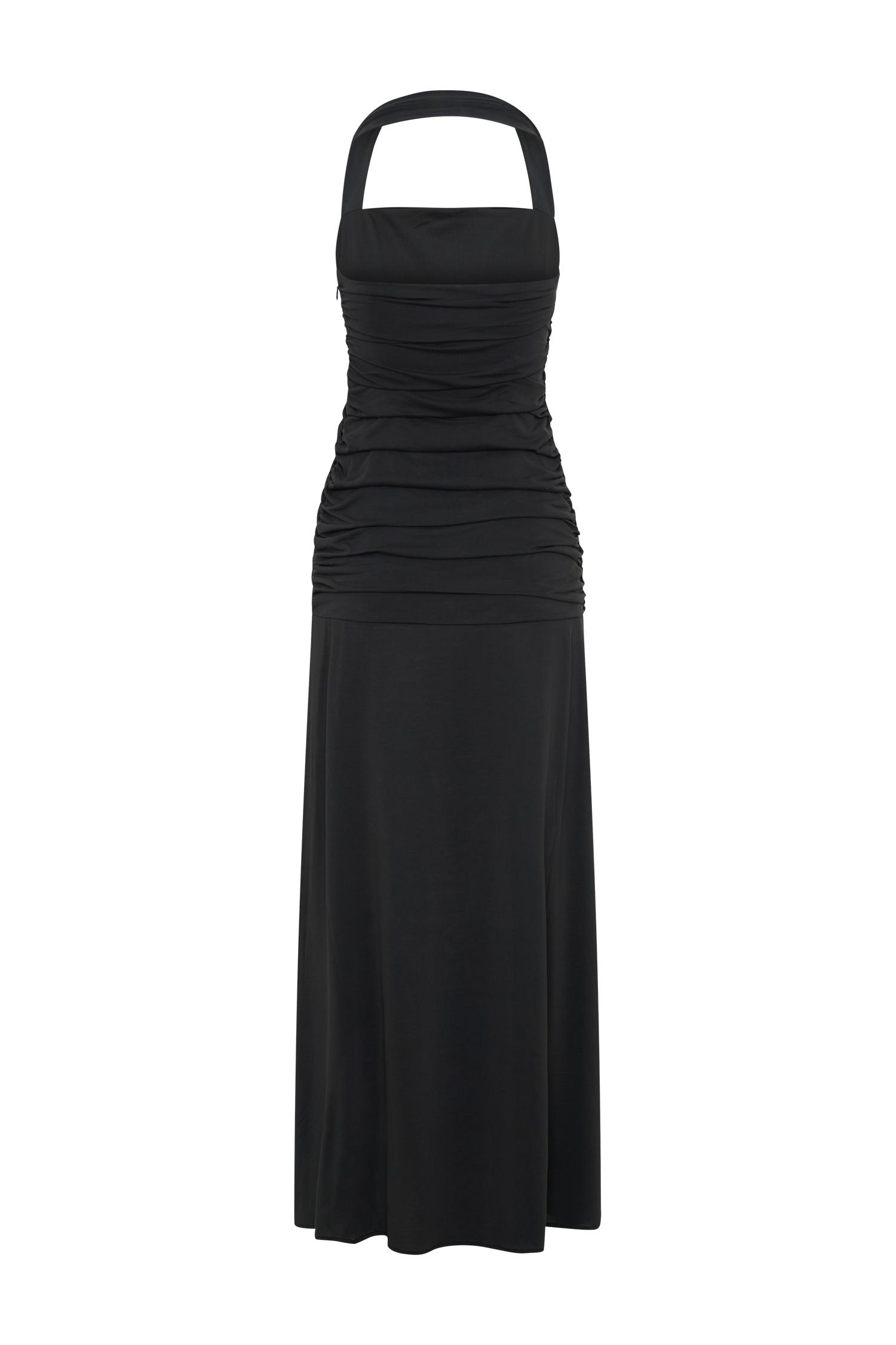Bentley Peached Jersey Halter Maxi Dress - Black Product Image