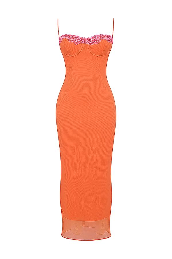 Aiza  flame orange maxi dress Product Image