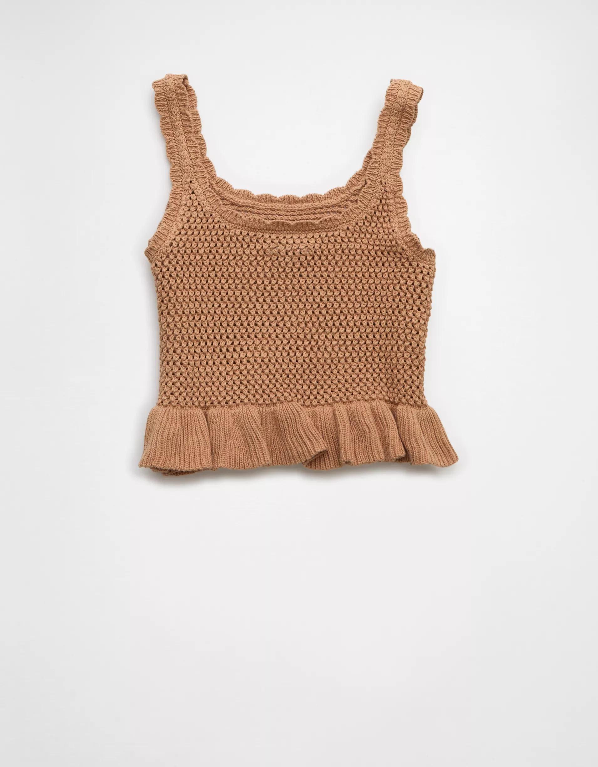 AE Crochet Peplum Tank Top Product Image