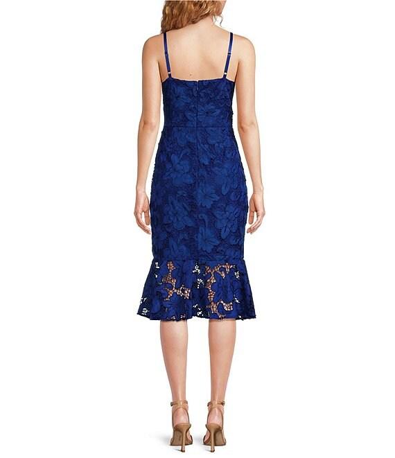 SIENA Lace Sweetheart Neck Sleeveless Flounce Midi Dress Product Image