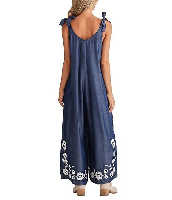 Talisman Temple Floral V-Neck Sleeveless Wide Leg Jumpsuit Product Image