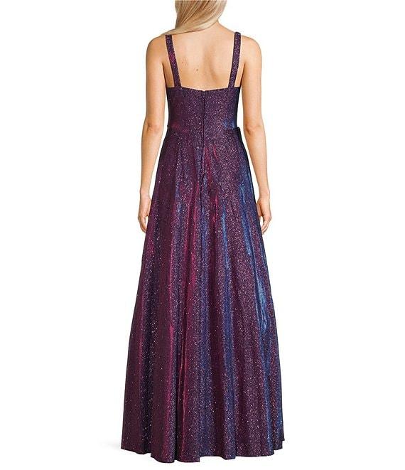 City Vibe Sleeveless Plunge V-Neck Ballgown Dress Product Image