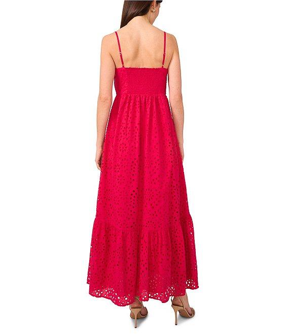 1. STATE Eyelet Square Neck Sleeveless Square Maxi A-Line Dress Product Image