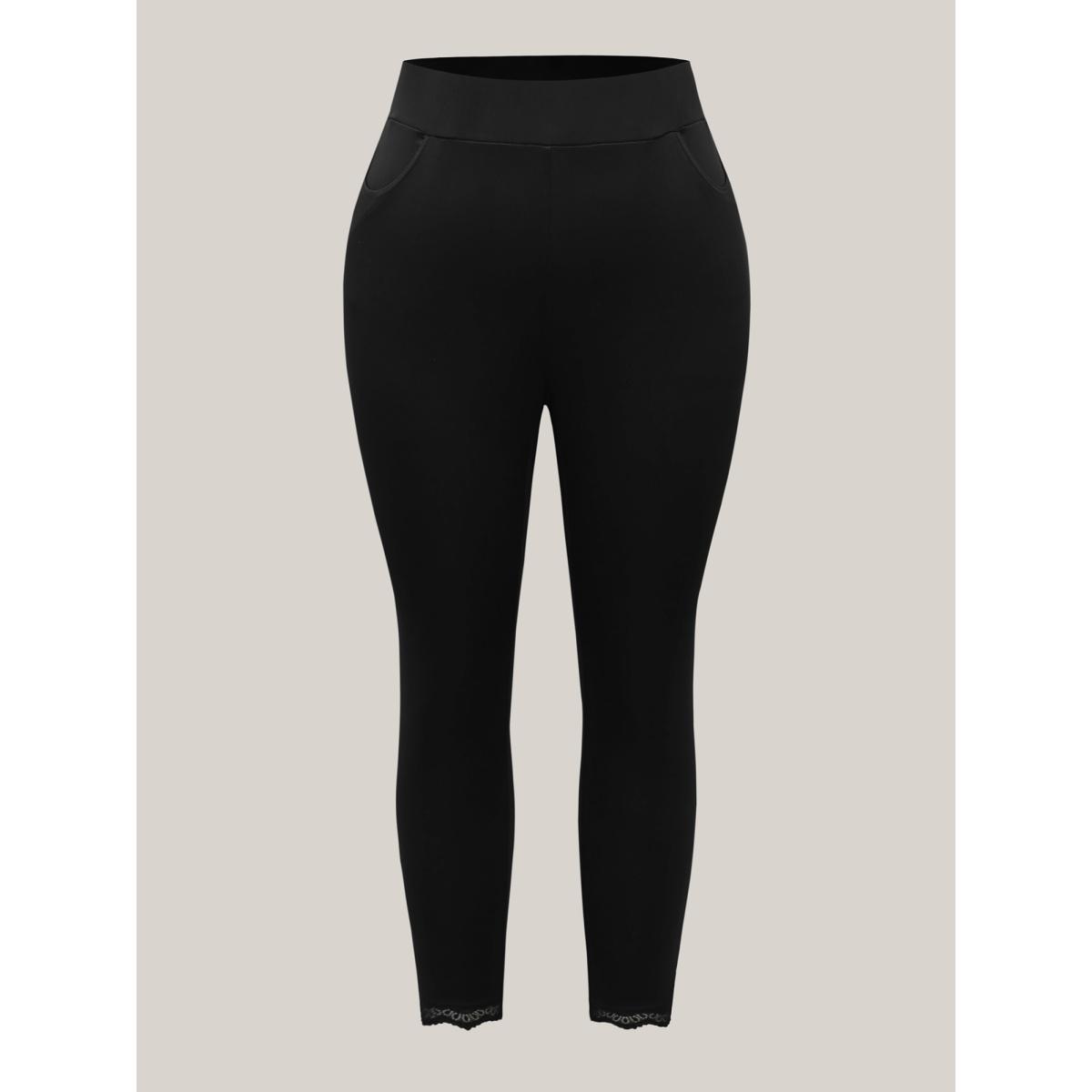 Plus Size No-Waist Gap Decorative Placket Skinny Pants Women Black Elegant Skinny Mid Rise Everyday Pants BloomChic 18-20/2X Product Image